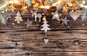 Christmas decoration on wooden background
