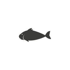 Fish icon Vector. Flat vector illustration in black on white background.