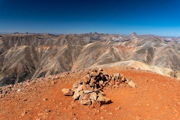 Summit of Redcloud Peak in the San Juan Mountains of Colorado
