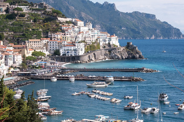 The town and port of Amalfi on the  Amalfi Coast in Southern Italy. Photographed on a clear day in early autumn.