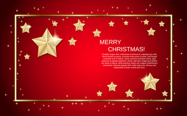 Merry Christmas and Happy New Year red vector background with winter decor