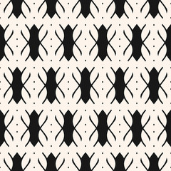 Vector abstract geometric black and white seamless pattern with curved shapes