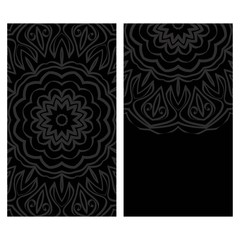Invitation or Card template with floral mandala pattern. Decorative background for Wedding, greeting cards, Birthday Invitation. The front and rear side