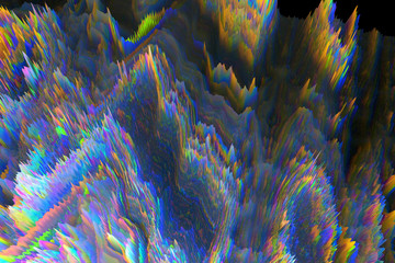 Naklejka na ściany i meble Abstract digital 3d glitch effect. Screen texture. Dispersion background.