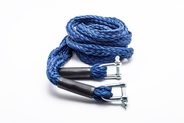 Car tow rope, isolated on a white background with a clipping path.