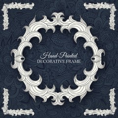 Hand drawn abstract background ornament frame on old paper illustration concept. Vector decorative retro banner of card or invitation design. Vintage traditional, indian, ottoman motifs, elements. 