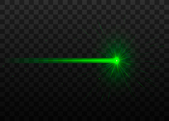 Abstract green laser beam. Isolated on transparent black background. Vector illustration, eps 10. - obrazy, fototapety, plakaty