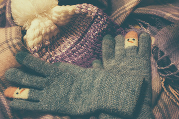 Set of winter clothes