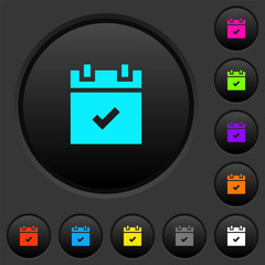 Schedule done dark push buttons with color icons