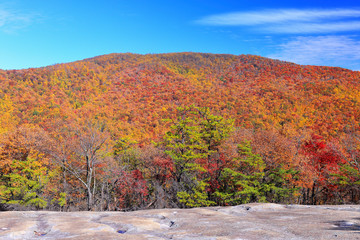 Autumn color view from Stone Mountain, located in Stone Mountain State Park in the mountains of northwest North Carolina © Sean  Board