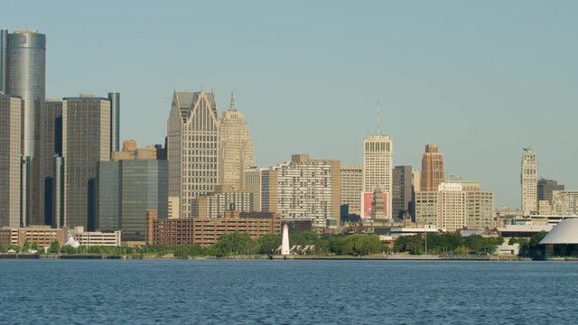 Great City Of Detroit Skyline Sunny Morning