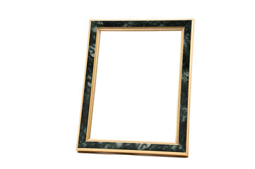 Vintage photo frame with marble effect on an isolated white background.