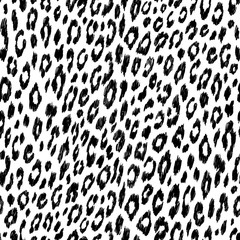 Animal leopard fur seamless pattern. Black and white vector illustration background. Can be used for textile, home decor, wallpaper, wrapping paper, greeting card backdrop, phone case print.