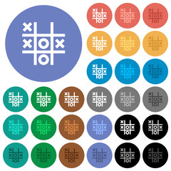 Tic tac toe game round flat multi colored icons
