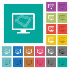 Screen saver on monitor square flat multi colored icons