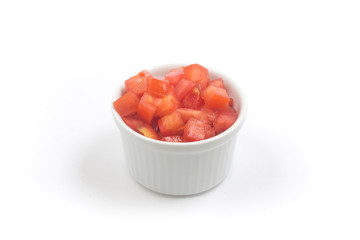 Chopped Tomatoes in a white bowl