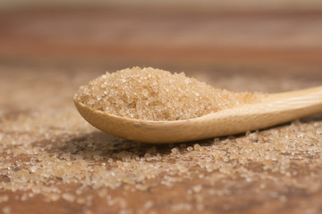 Pile of demerara sugar in a spoon
