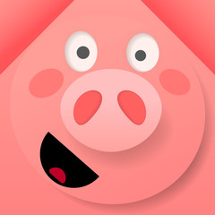 vector illustration of origami pink cheerful pig