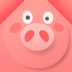 Fototapeta premium vector illustration of origami pink cheerful pig