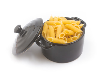 Pasta Penne in a small pan