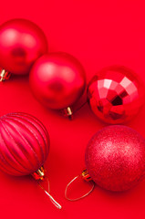 christmas decoration toys on red background