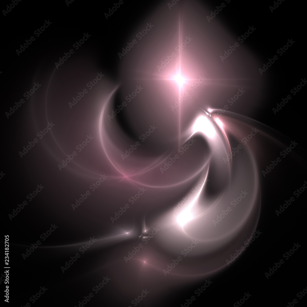 Canvas Prints abstract bright smooth curves on a dark futuristic digital art background