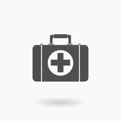 Medicine Supplies First Aid Kit Icon Vector Illustration. Medical Treatment briefcase.