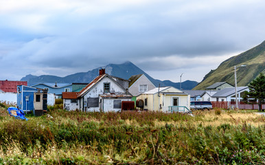 Fototapeta na wymiar Neighborhood View in Dutch Harbor Unalaska Alaska