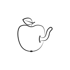 Apple, worm icon. Element of biology icon for mobile concept and web apps. Hand drawn Apple, worm icon can be used for web and mobile
