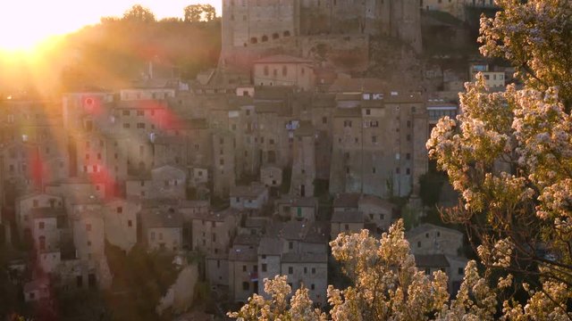view at the old  famous tuff city Sorano