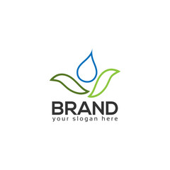 Leaf and water Logo Design Vector, Vector illustration on white background.