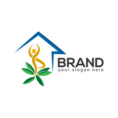  House and people Logo Design Vector, Vector illustration on white background.