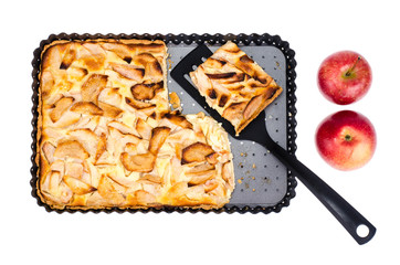 Apple pie in rectangular baking dish