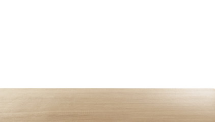Stylish wooden table top against white background