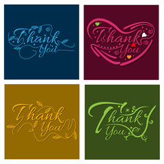 Naklejka premium Thank you hand lettering, business card template. vector illustration