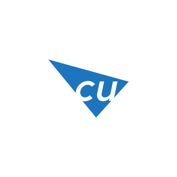 initial two letter cu negative space triangle logo