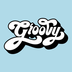 Groovy word typography style illustration