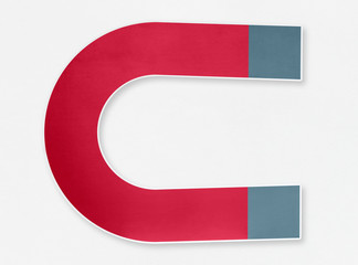 Red and gray horseshoe magnet icon