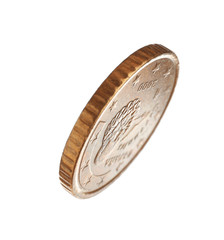 Spanish fifty euro cent coin on white background