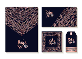 Copper boho card template and label set © Cienpies Design
