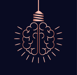 Copper brain light bulb concept for new ideas