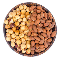 Mix of nuts on white background