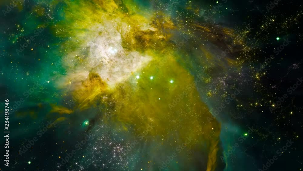 Wall mural traveling through star fields in space (loop).