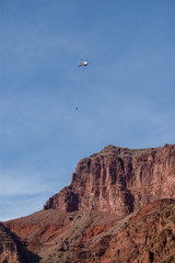 Fototapeta na wymiar Helicopter Working in the Grand Canyon