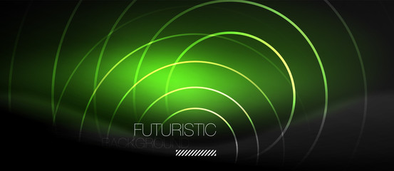 Dark abstract background with glowing neon circles