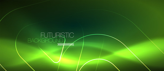 Color shiny neon lights background with abstract lines