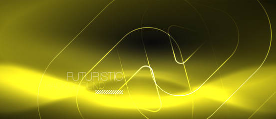 Dark black abstract background with neon colors and lines