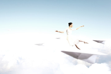 Elegant ballerina dancing. Mixed media