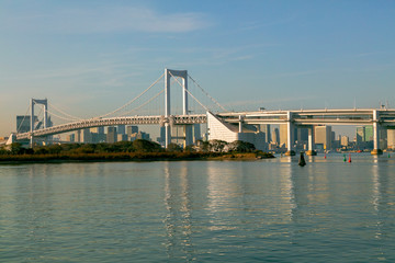 Odaiba ,Tokyo, Japan - Nov 17 2018 - View of rainbow bridge at  Odaiba Seaside Park