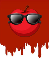 Apple with red dripping background